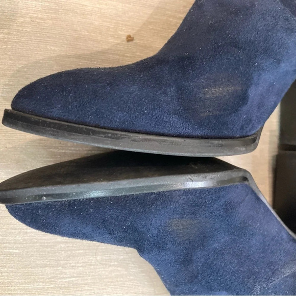 WISHBONE COLLECTION Sz  9 Stacked Heel Textile Zipper Back Pointy Toe Booties - Picture 4 of 10